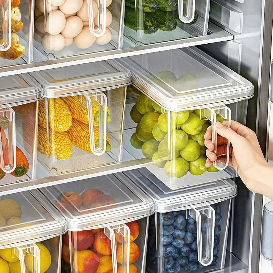 Refrigerator Storage Boxes with Handles, Food Organizer (3-Piece Set)