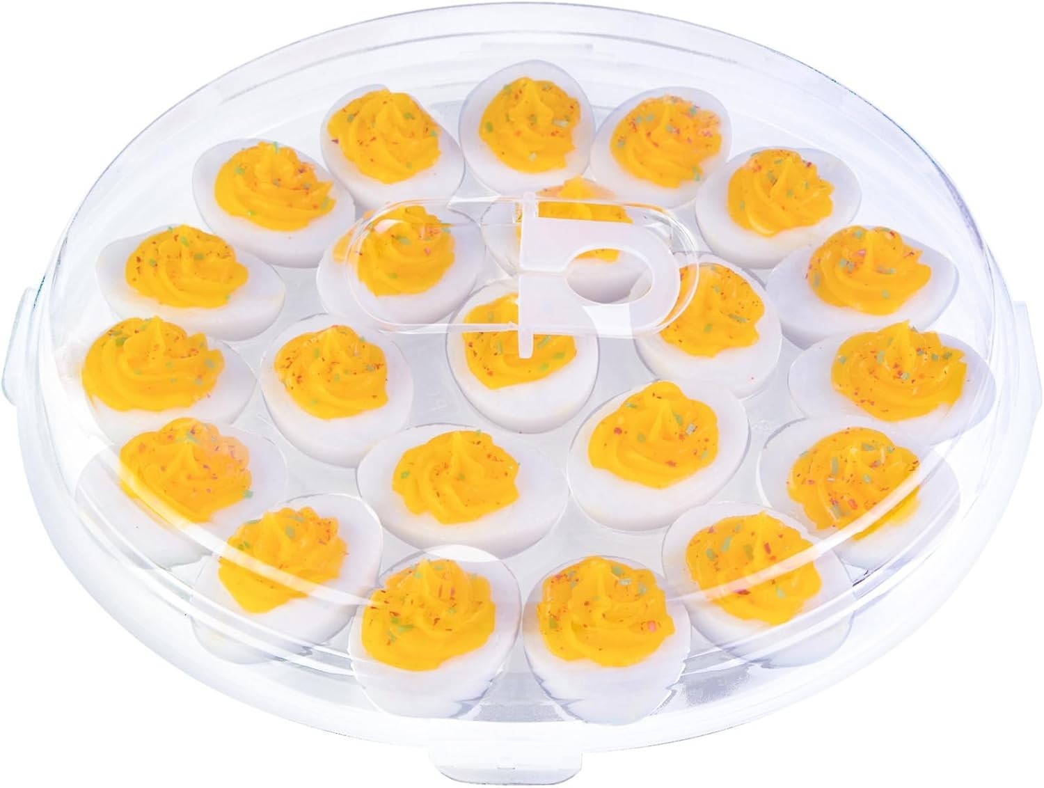 Crystal Clear Deviled Egg Carrier – 22 Slots, Portable & Elegant Presentation