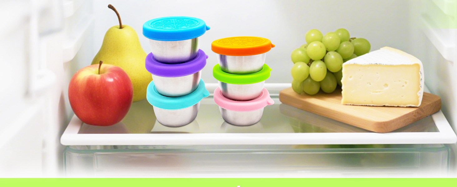 6-Pack Salad Dressing Containers, 1.6 oz Stainless Steel Condiment Containers