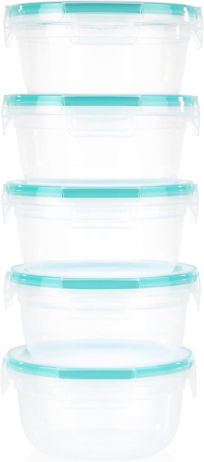 Plastic Total Solutions (5-Pack, 3.8 Cup) Food Storage Containers Set, Airtig…