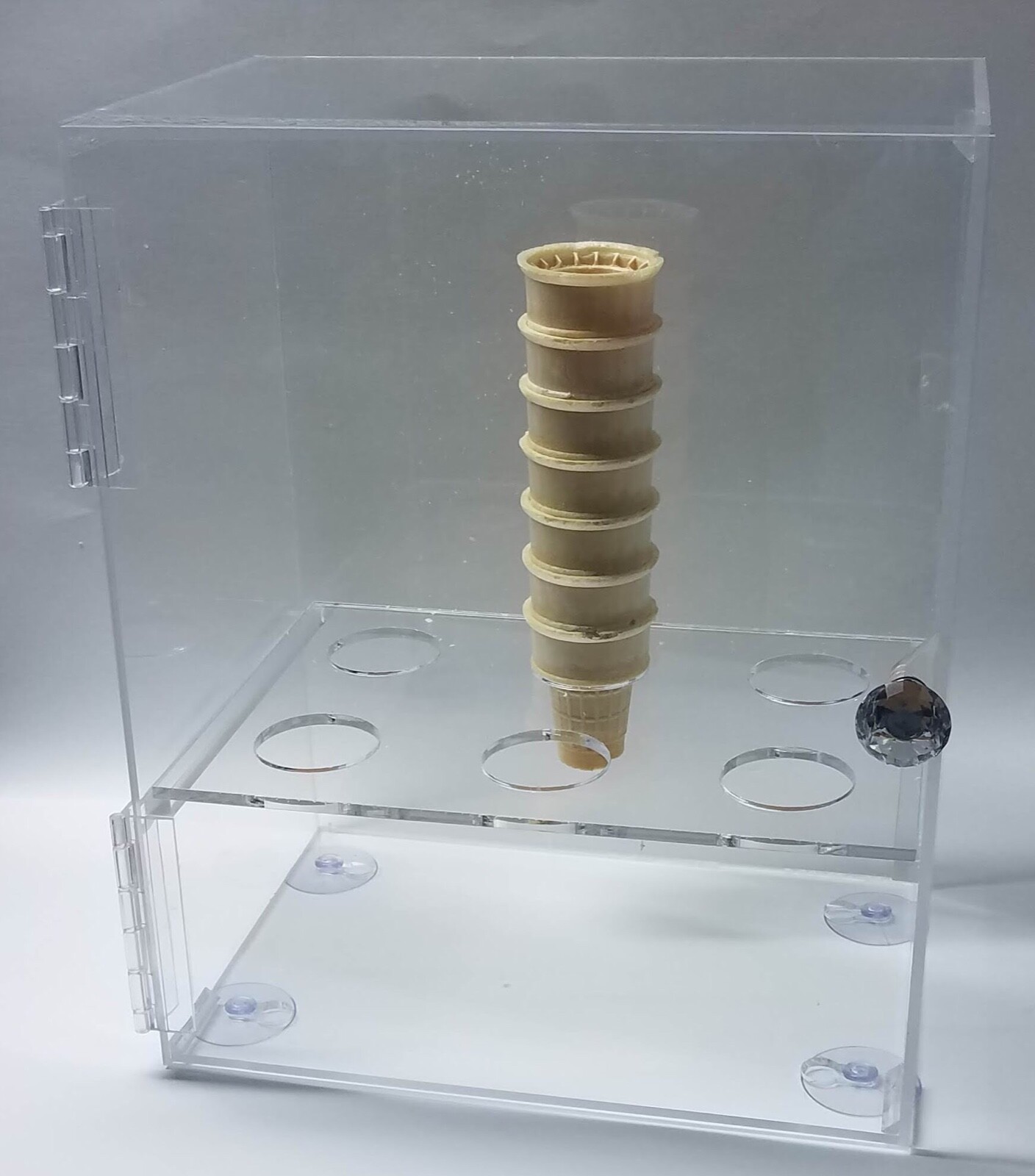 Ice Cream Cone Cabinet | Sugar & Waffle Cone Storage | Clear Cabinet 8x12x15