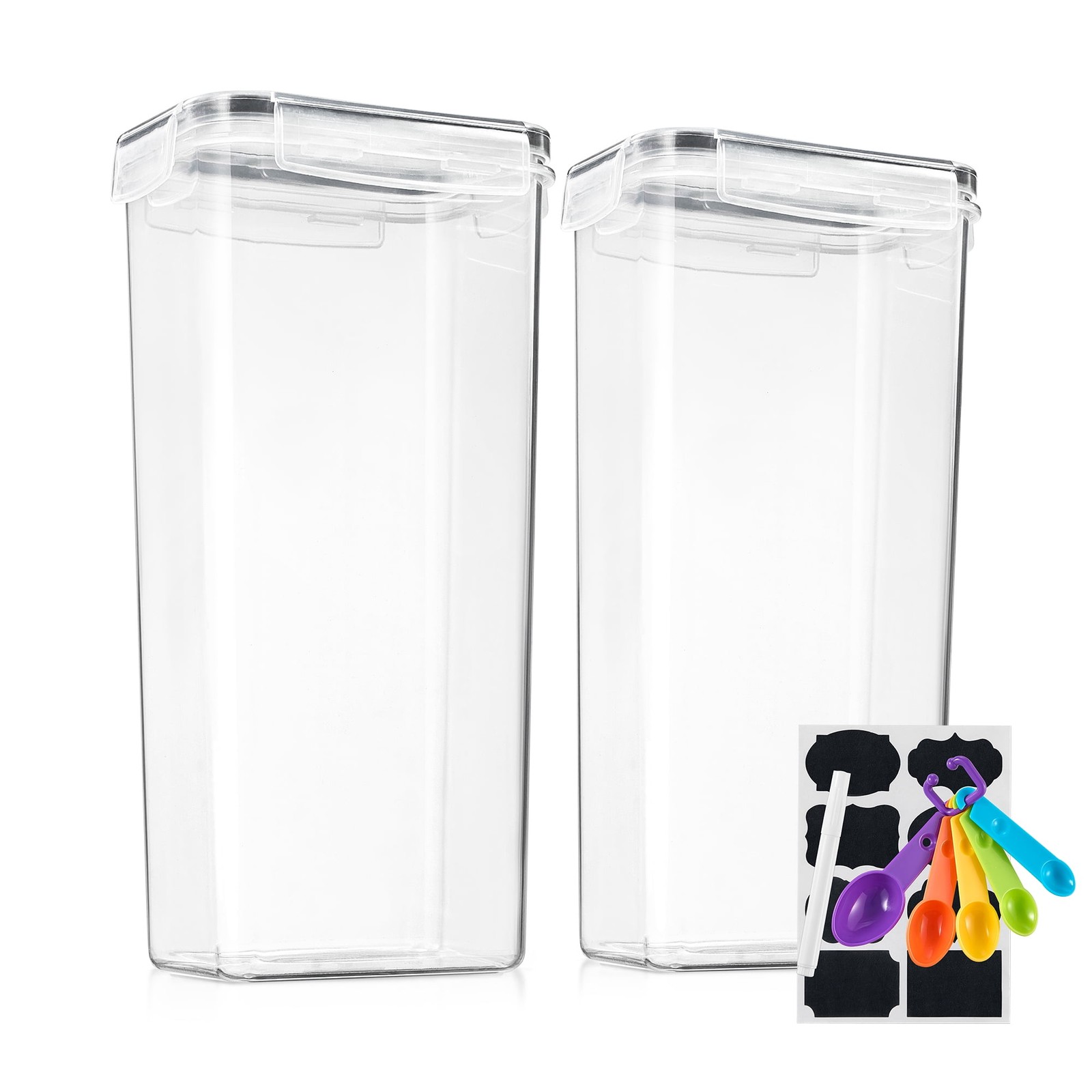 2-pack Airtight Food Storage Containers BPA-Free Plastic Cereal Pasta Dry Goods