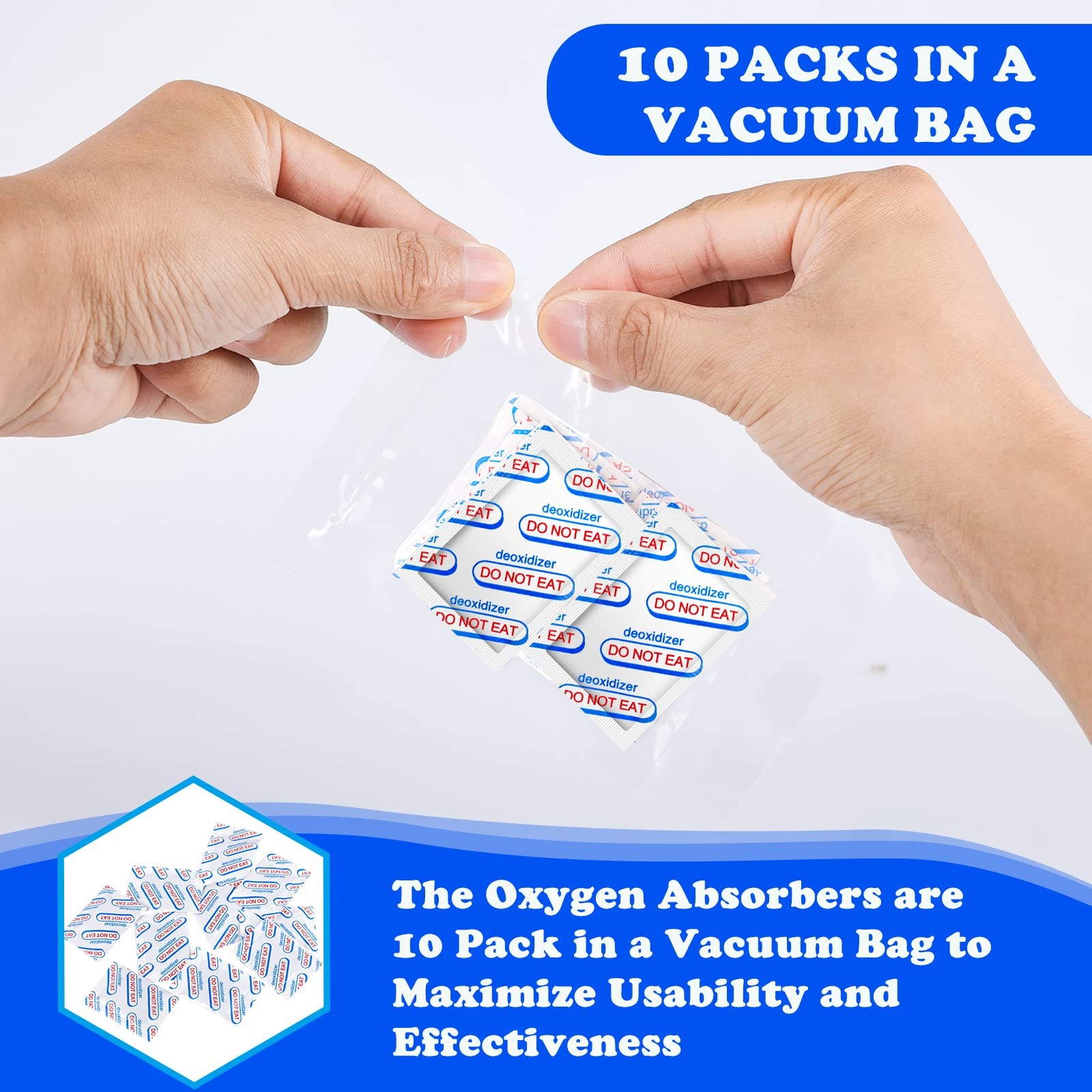 100 Packs 300CC Oxygen Absorbers (10 Packs in Individual Vacuum Bag), Food Gr…