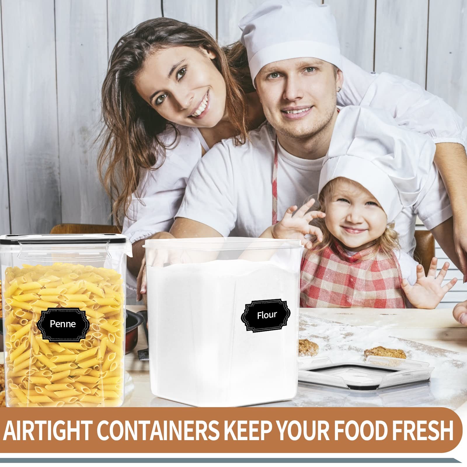 Large Airtight Food Storage Containers 5.2L / 195oz, 4pcs Pantry Kitchen Orga…