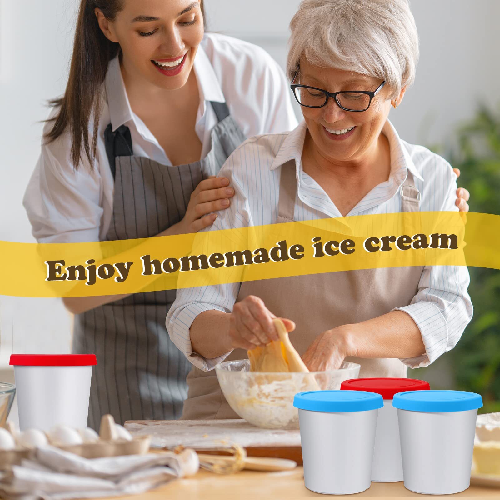 Nuanchu 24 Pack 1 Quart Ice Cream Containers for Homemade Ice Cream Round