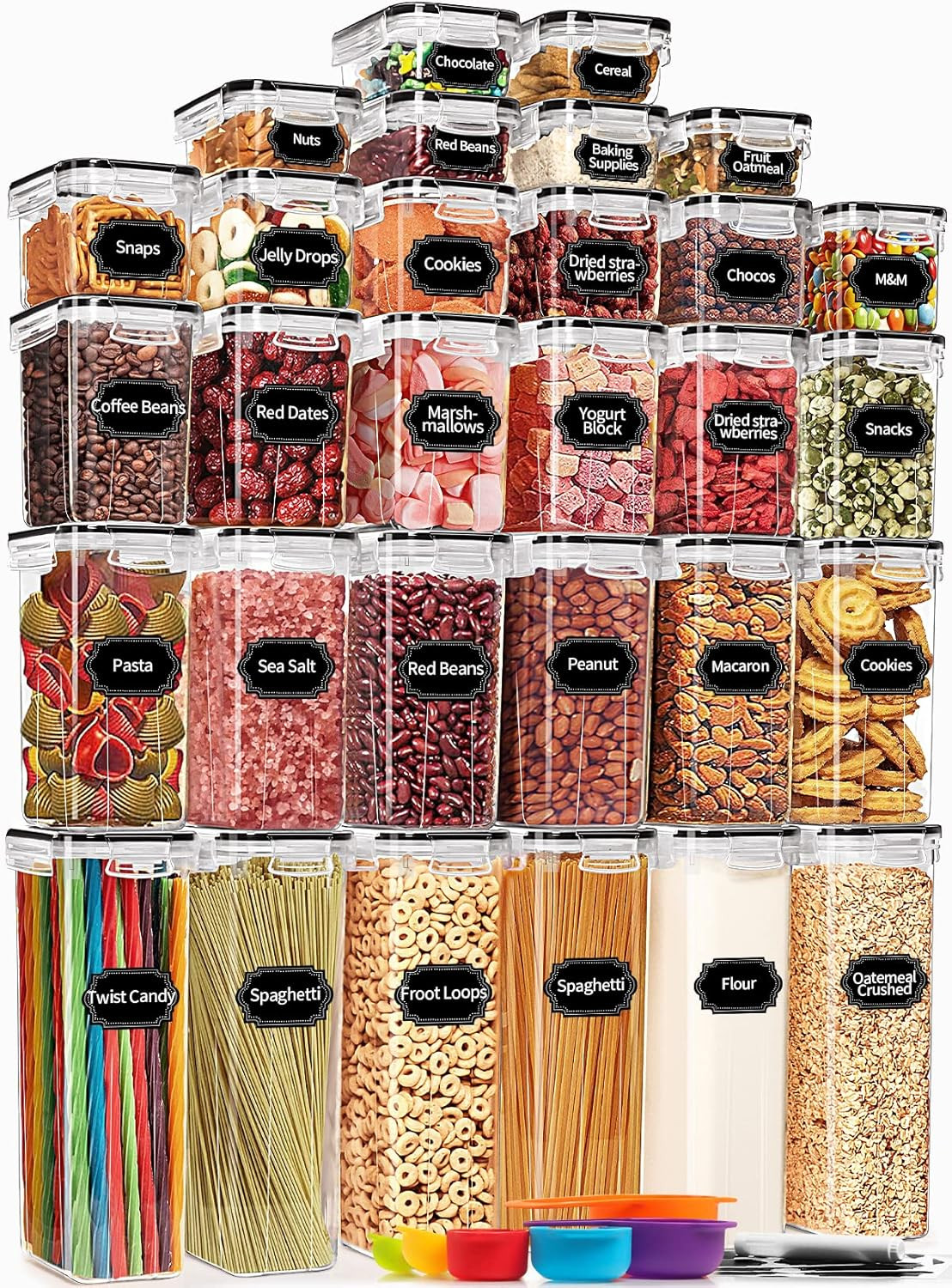 30 Pack Airtight Food Storage Containers for Kitchen Pantry Organizers and Stora