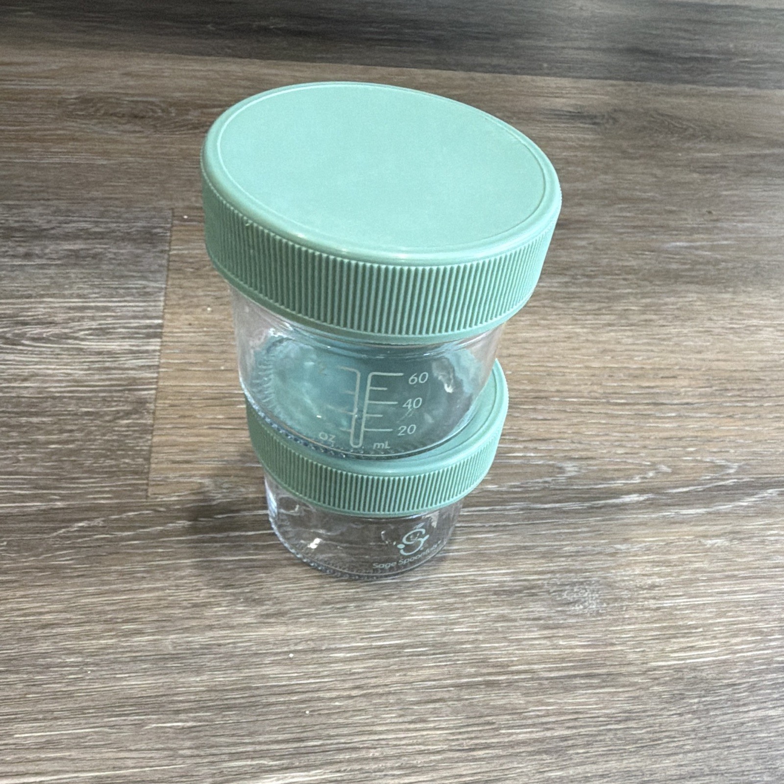 Sage Spoonfuls Glass Baby Food Storage Containers 2oz Set of 2 Green Lids