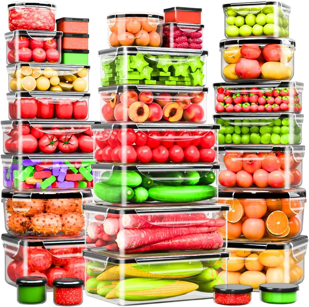62 Pcs Large Food Storage Containers with Lids Airtight,Total 656OZ(31 Container