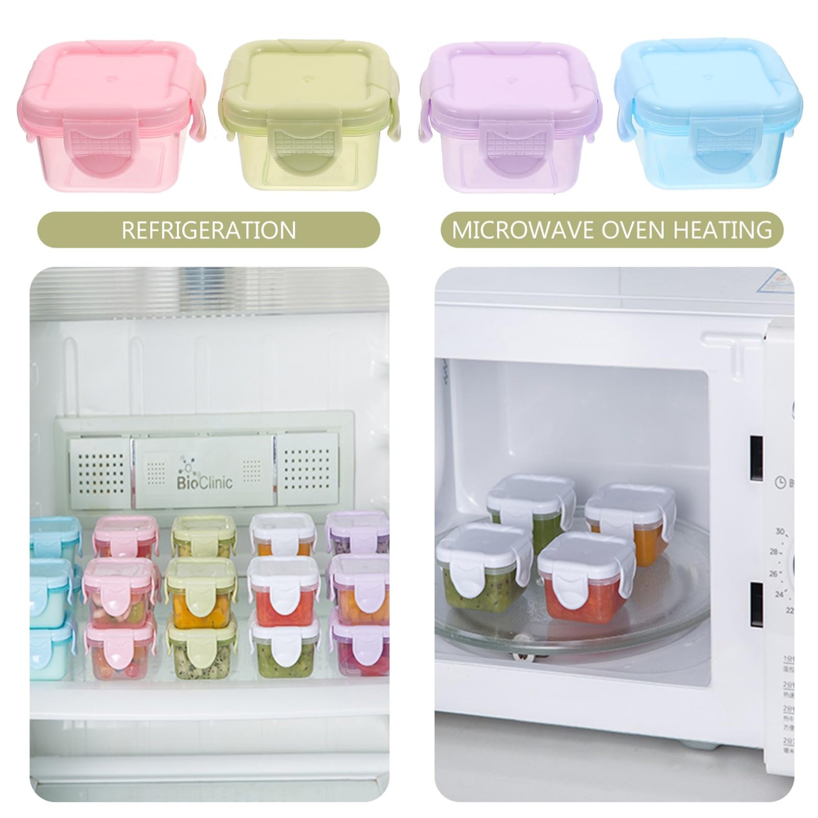 Portable Storage Snack Containers 4-Pack 2.36X2.36X1.57 Inch Airtight Meal Pr…