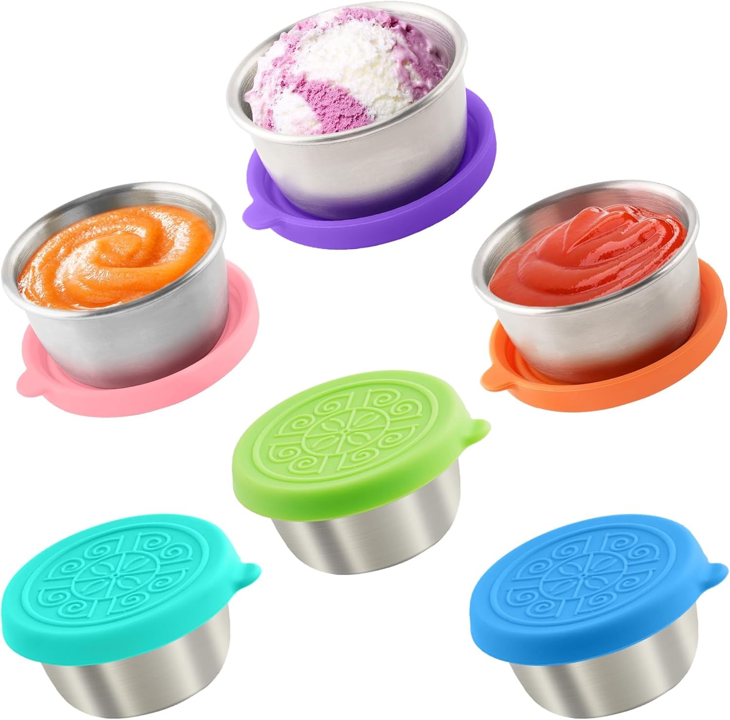 6×1.6 Oz Salad Dressing Containers with Lids, Small Leakproof Reusable Stainless