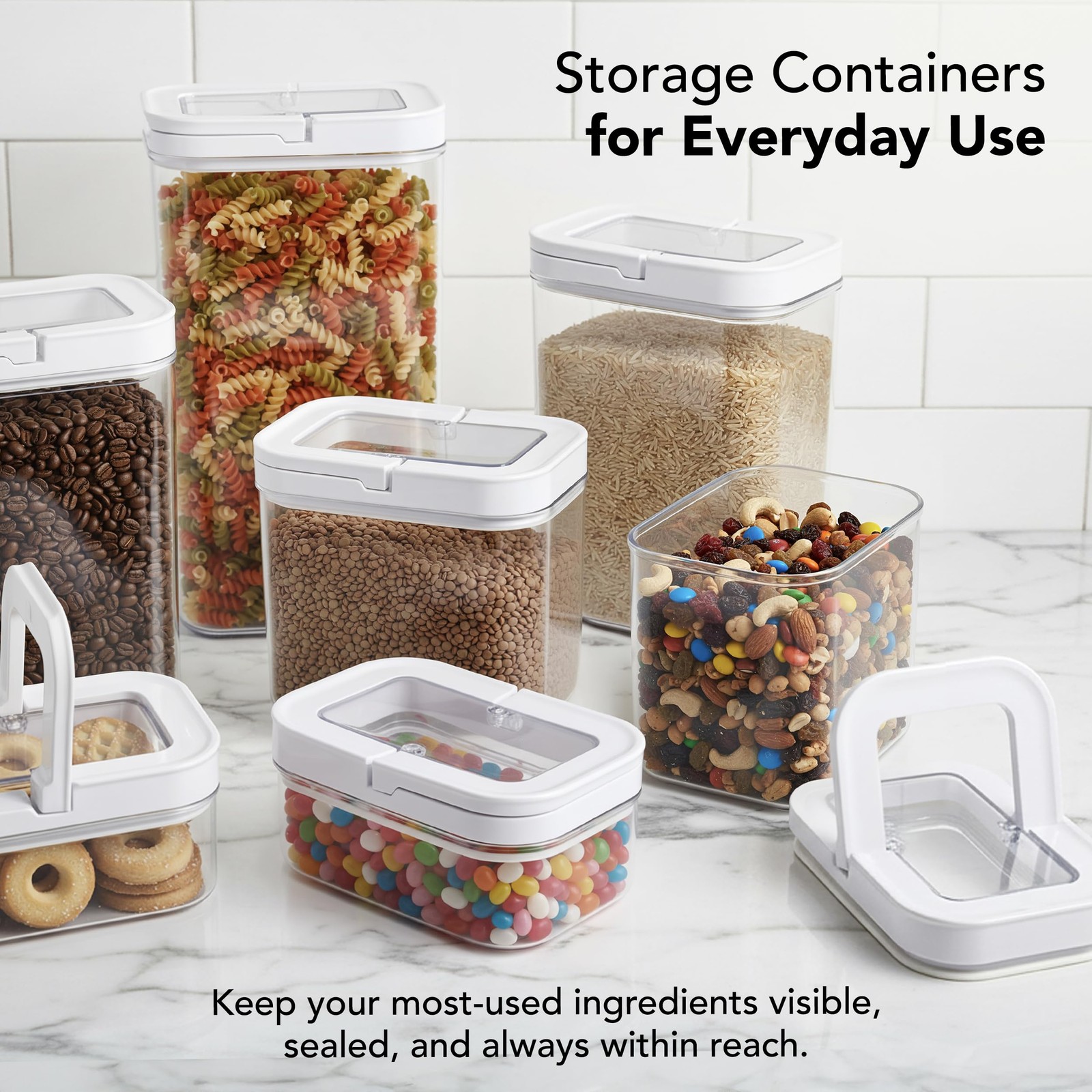 Airtight Food Storage Containers for Pantry, 7 Piece Set, FlipLock -Hand Seal…