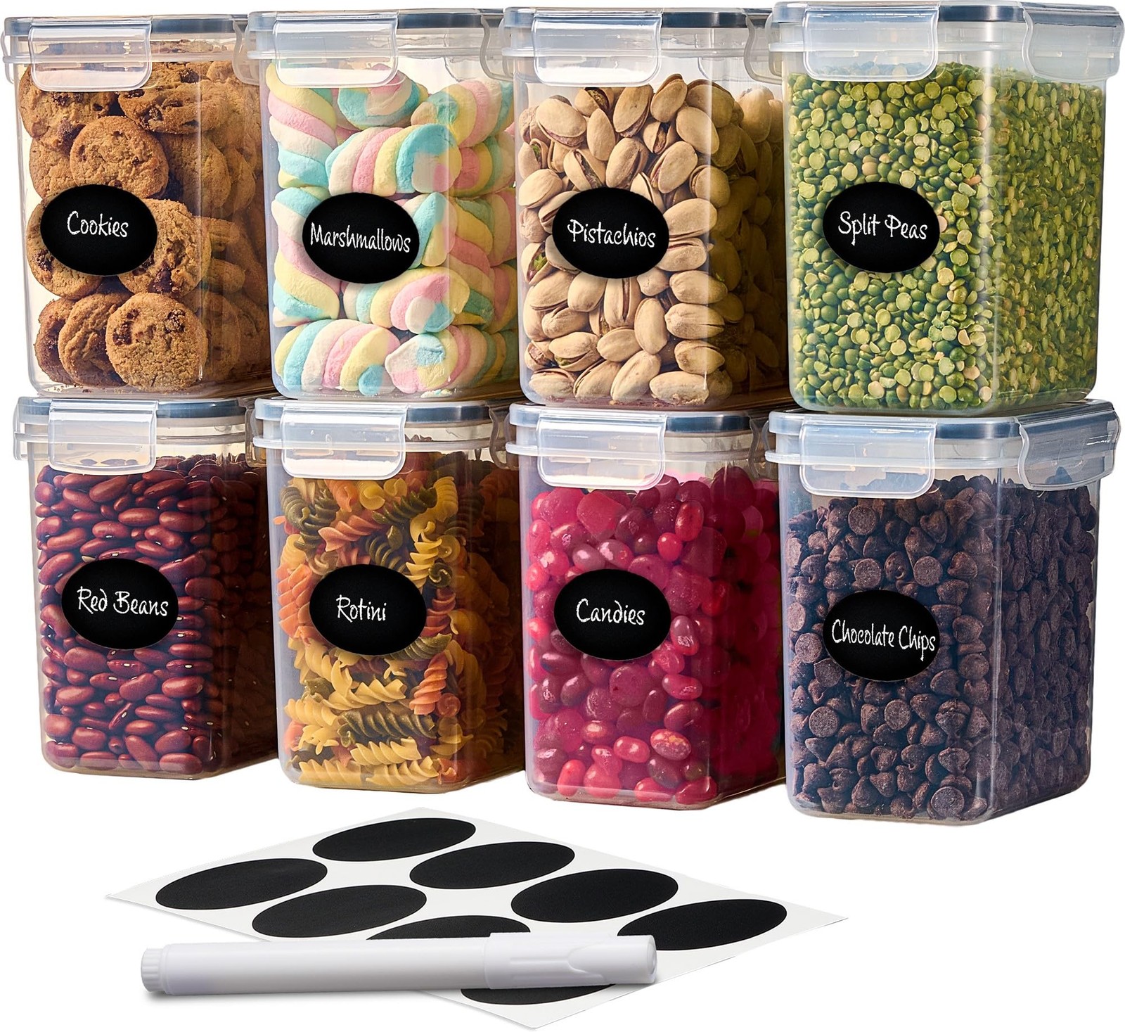 Airtight Food Storage Container Set – 8 Pieces 1.4L – Plastic BPA Free Kitche…