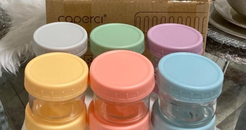 6-Pack Glass Baby Food Storage Containers – 4 oz 9.6″L x 7.4″W x 2.7″H