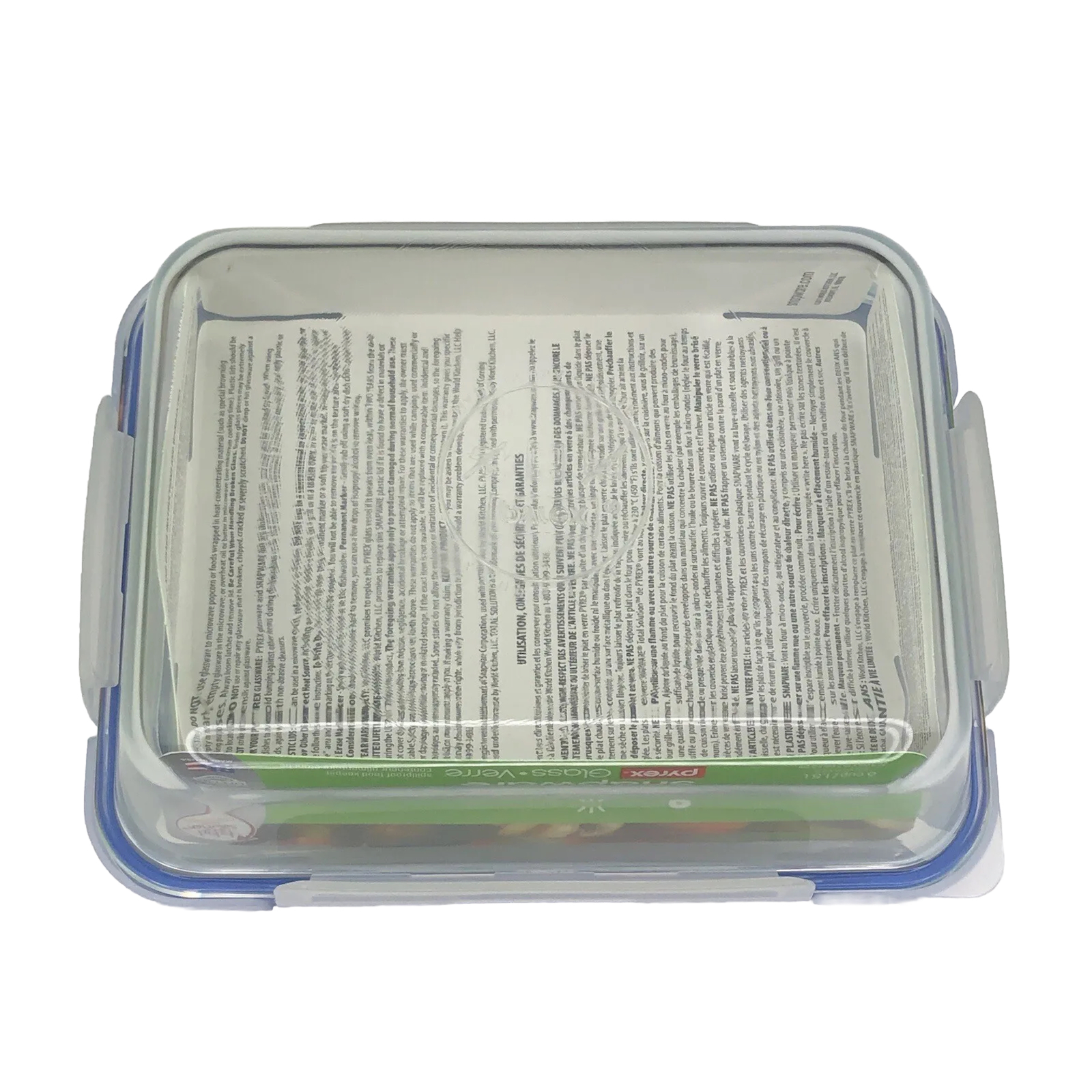 Pyrex Snapware 6-Cup Rectangle Glass Storage Dish with Clear Blue Lid Snap Ware