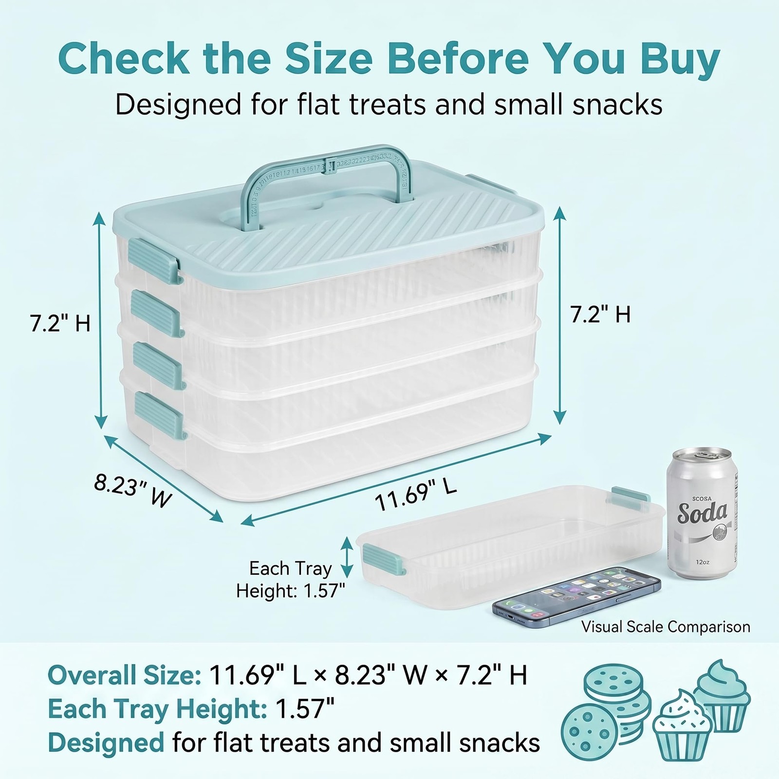 Splotiva 4 Tier Stackable Food Storage Container with White & Mint Green