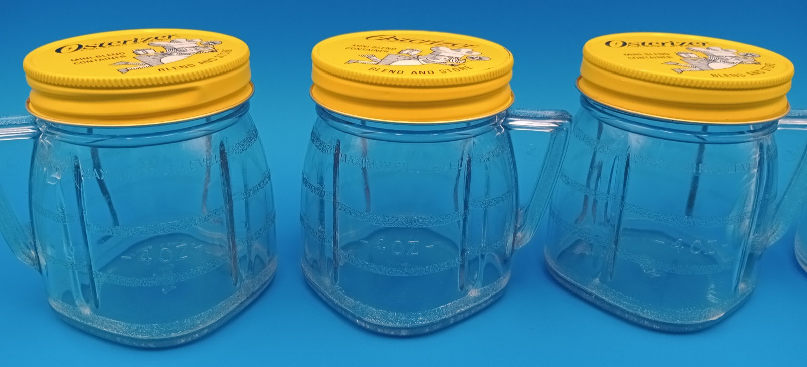 Vintage Osterizer Plastic Blender Jar Set Of 4 Oster Mini Blend & Store 4oz