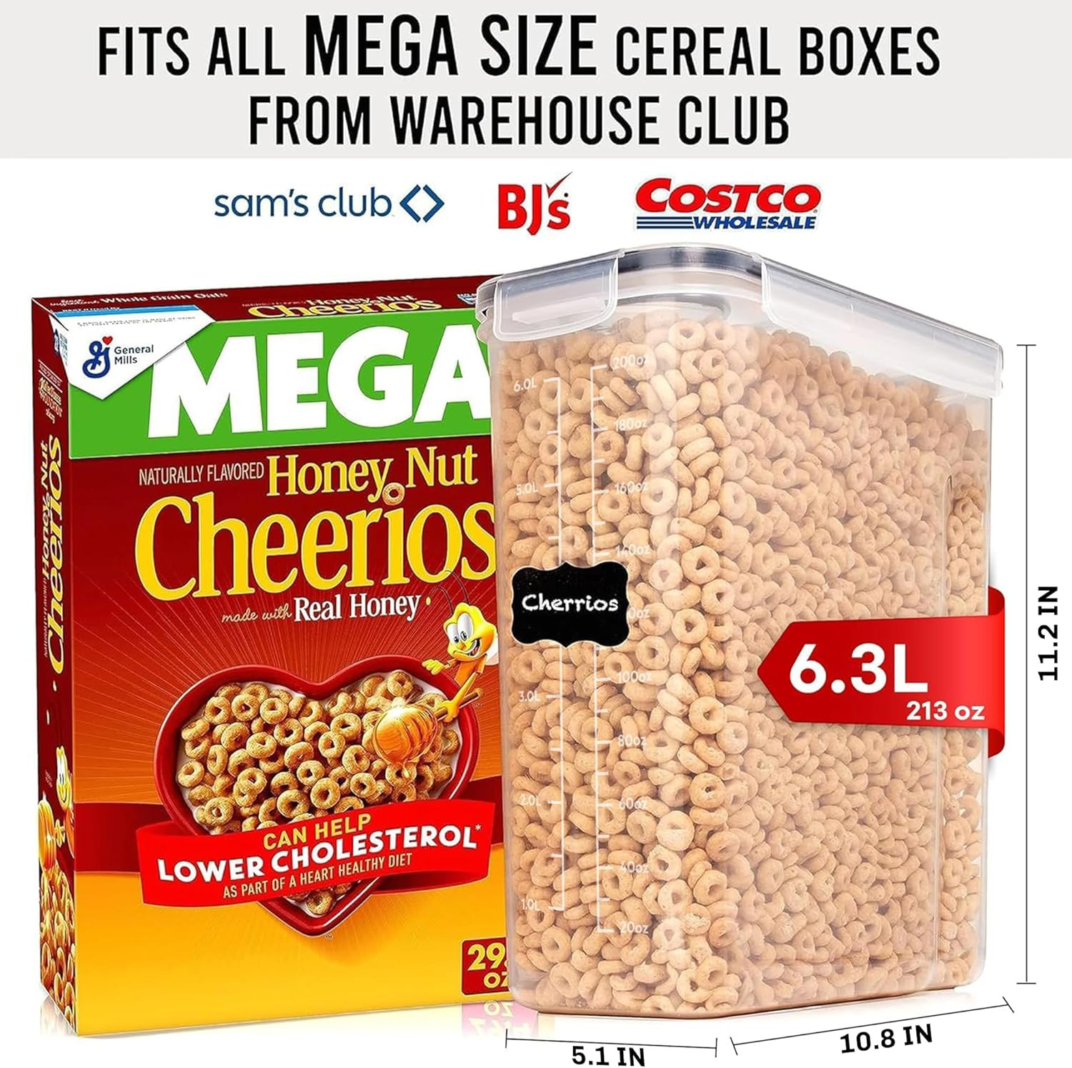Shazo 2 Pack (6.3L / 213OZ) EXTRA Large Airtight Food Storage Cereal Containers