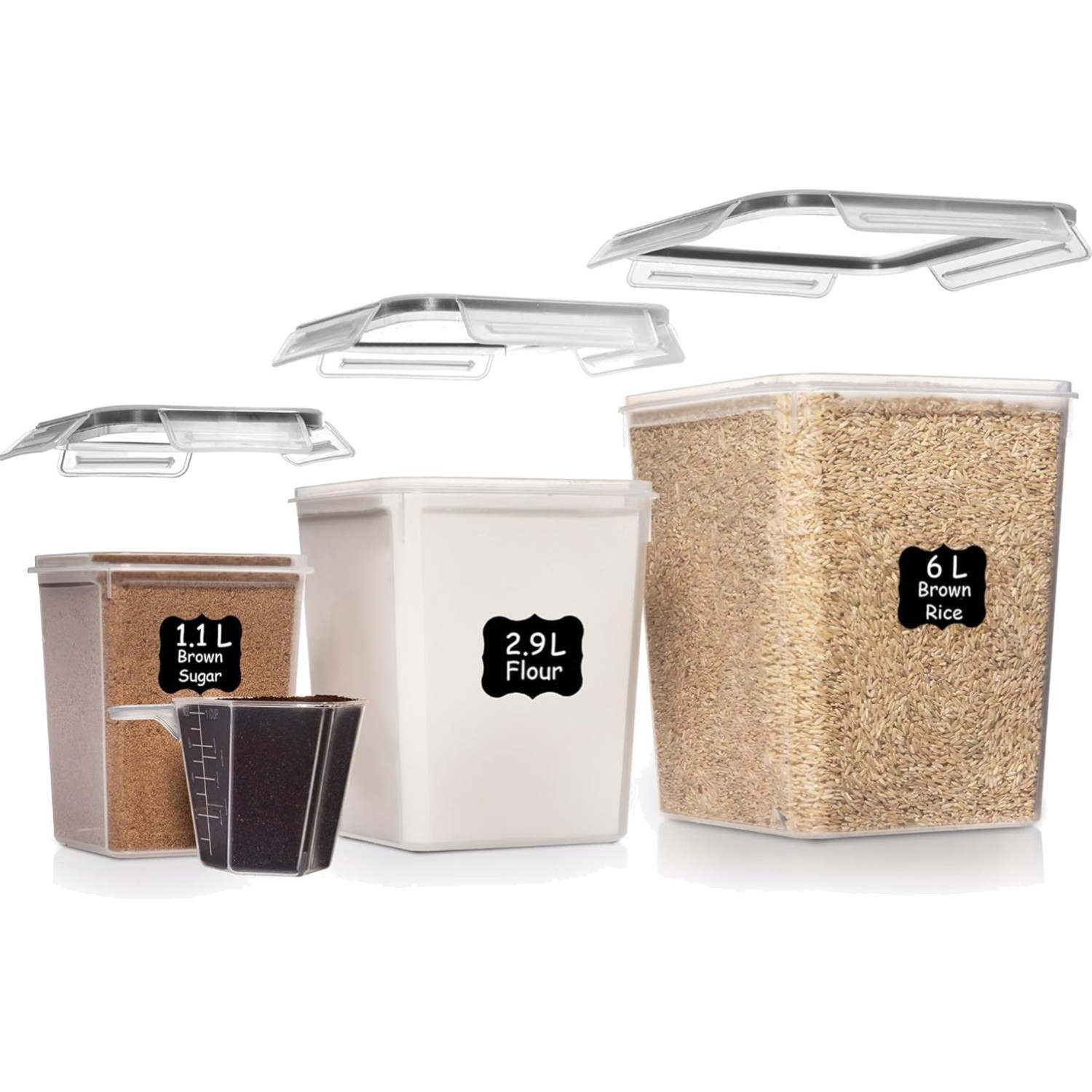Flour Sugar Storage Containers Set of 3 Airtight BPA-Free Kitchen Organizers