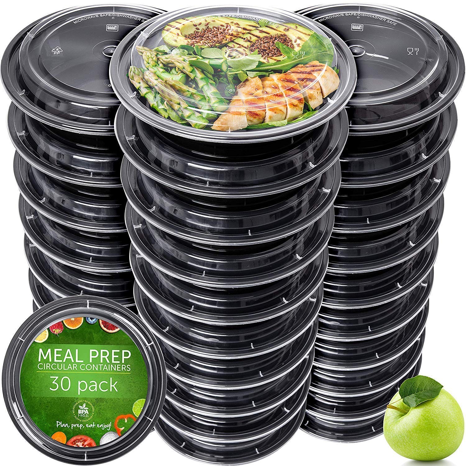 Prep Naturals Meal Prep Containers – Dishwasher-Safe Plastic Bowls with Lids …