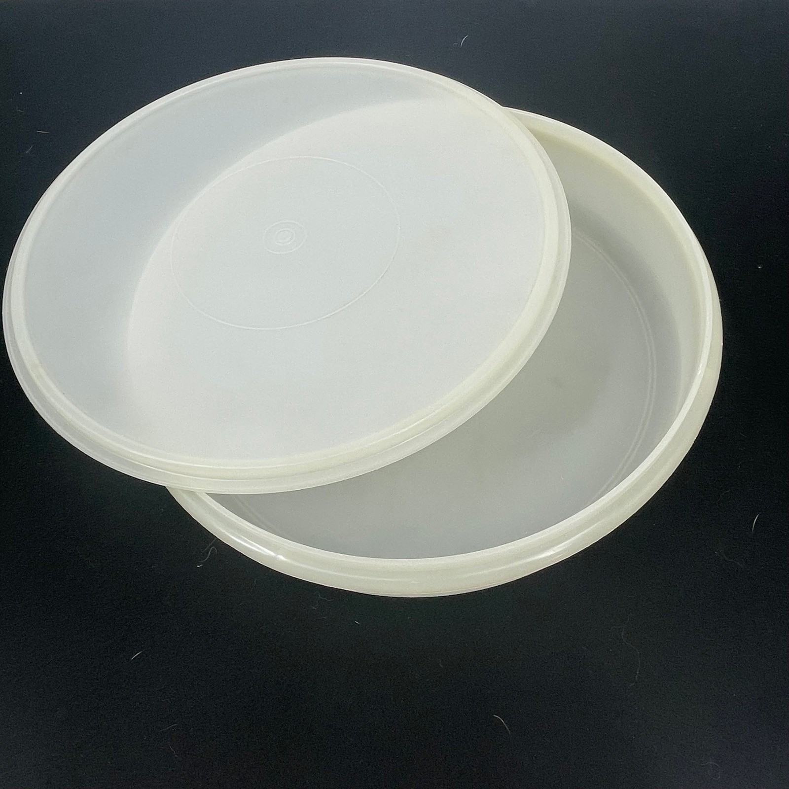 Vintage Tupperware Sheer White Round Storage Container with Lid 12.5 Inch 224-11