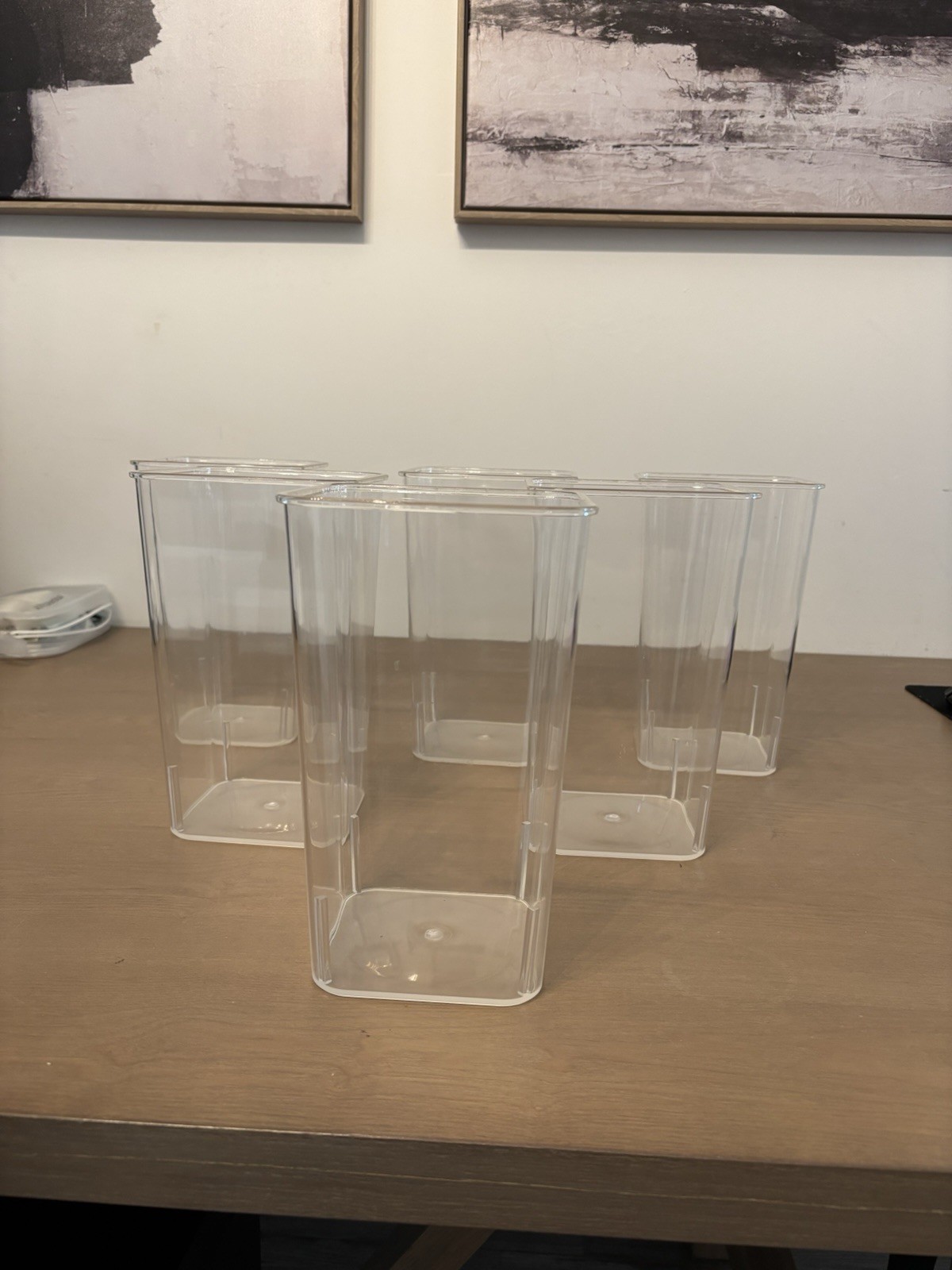 Set of 6 Clear Plastic Square Food Storage Containers, 9″ x 5″ x 9″