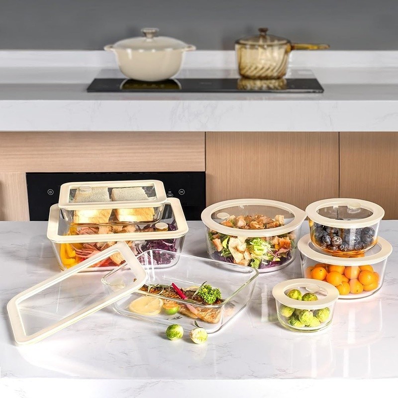 Glass Food Storage Container Leak Proof Silicone Lid Microwave Safe BPA Free New