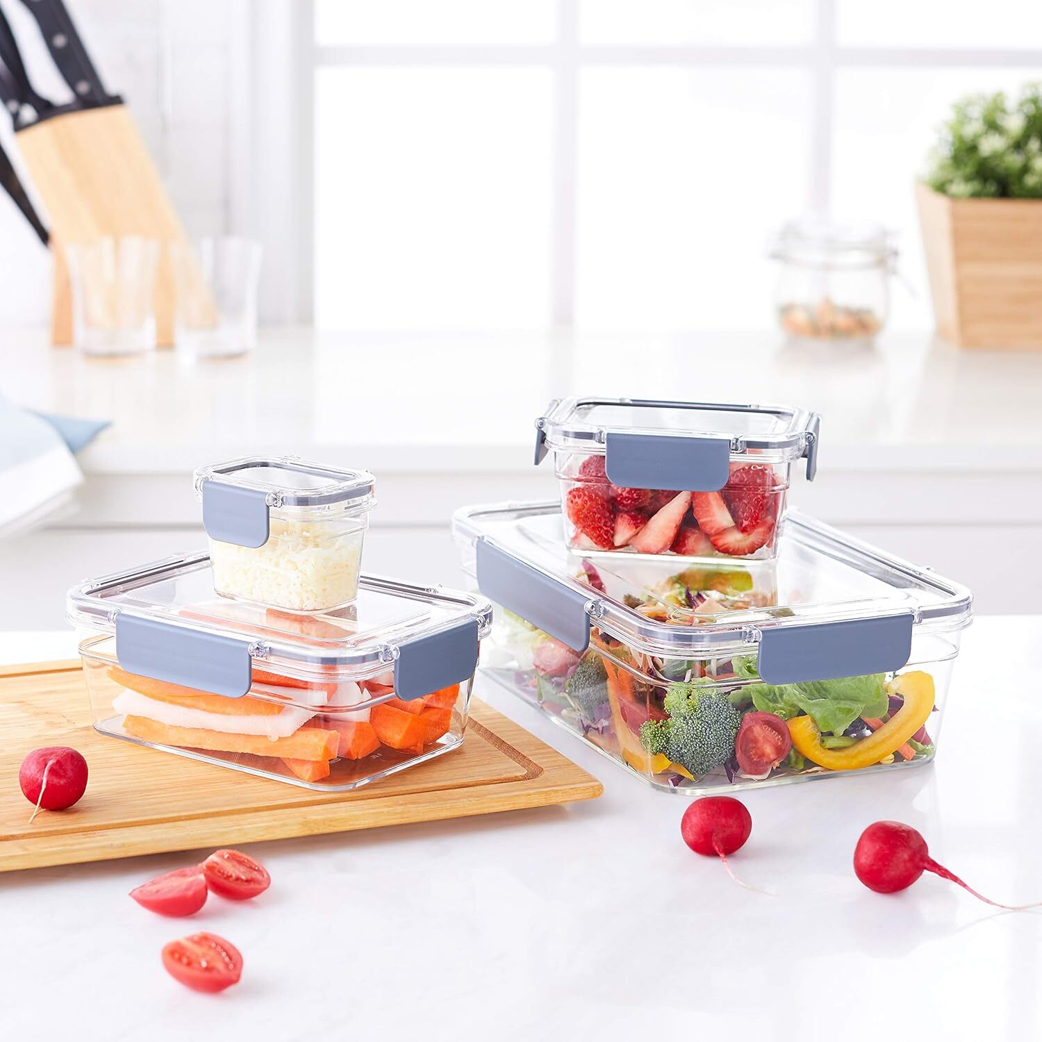 Large Food Storage Container – Plastic Latch, Airtight, 22 Pieces, Clean