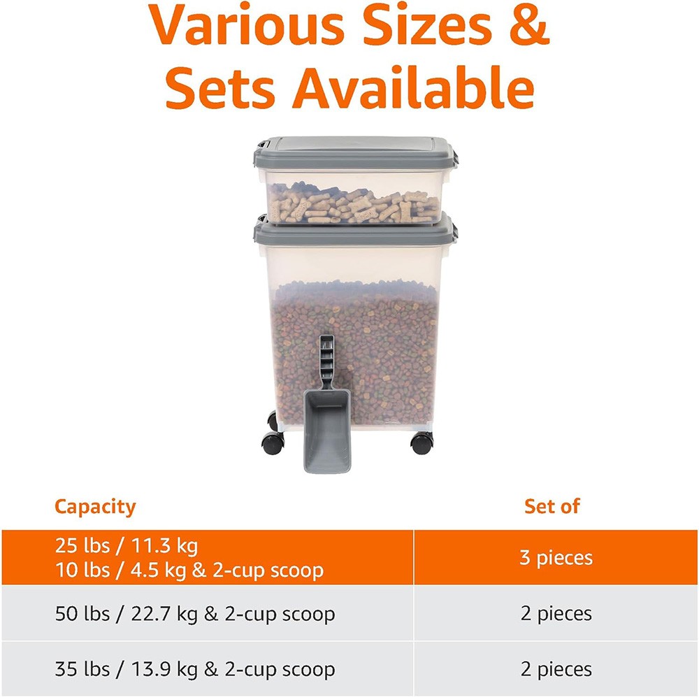 Airtight Pet Food Storage Container Combo with Scoop Removable Wheels, 33QT+12QT
