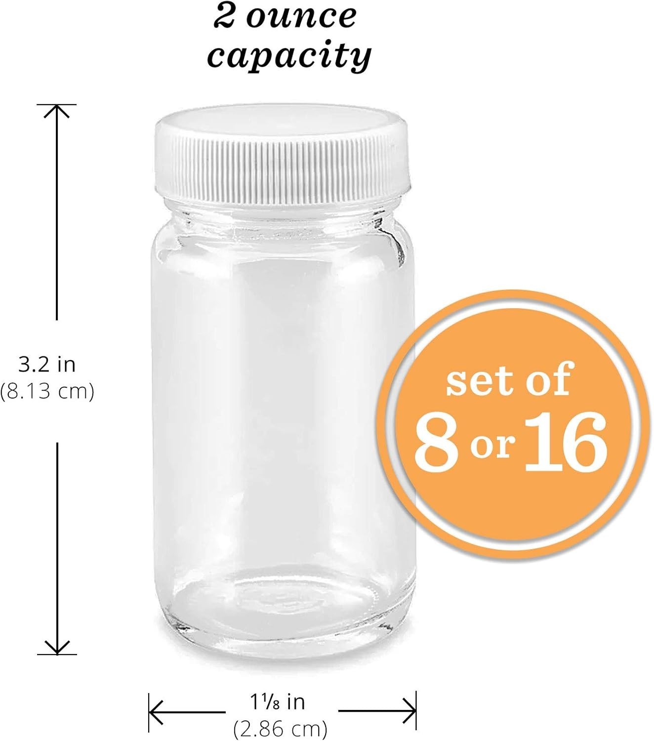 Juice Shot Bottles Glass 2oz Wide Mouth Leakproof Reusable 8 Pack