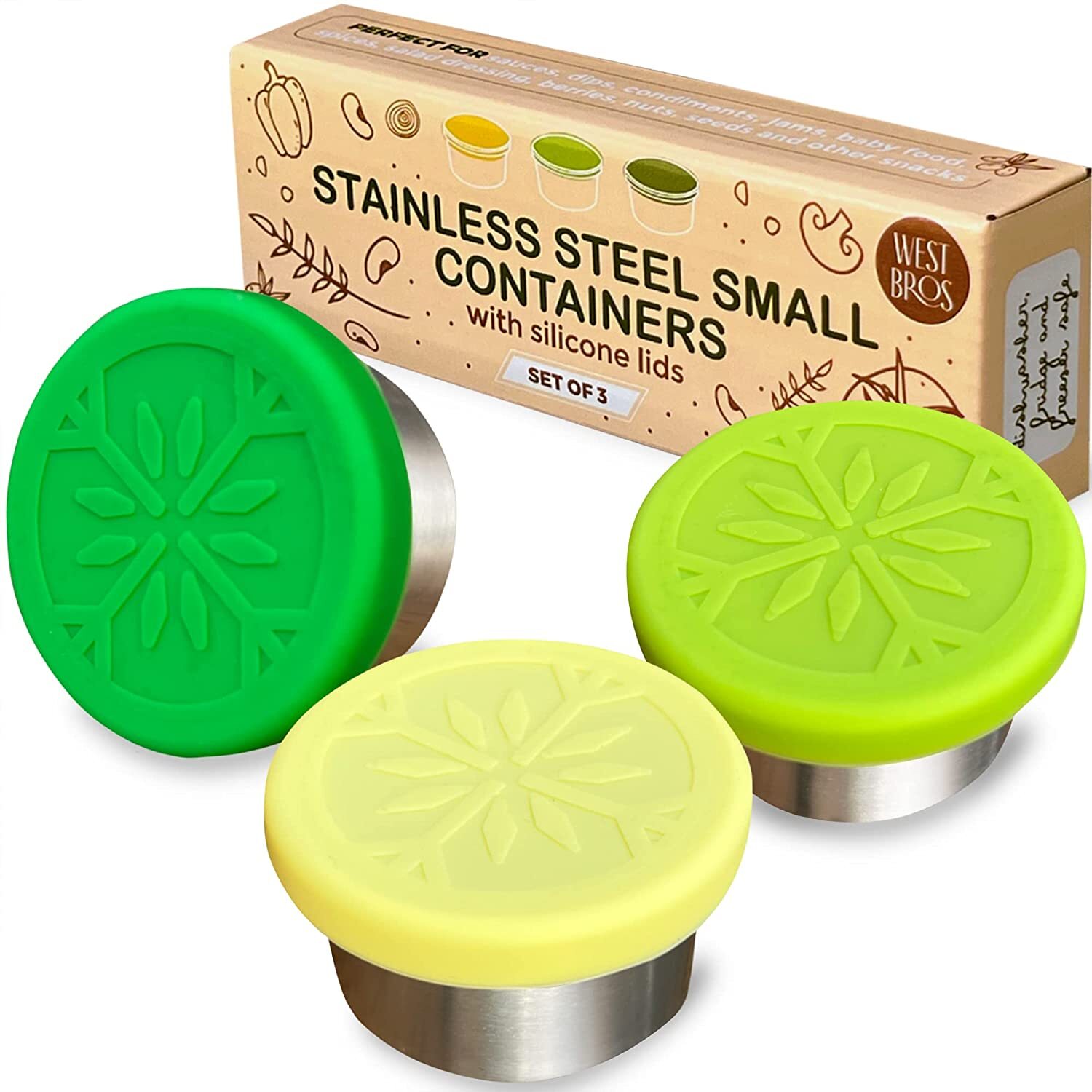 Small Salad Dressing Containers with Lids 3 x 1.7oz Leakproof Dip Containers B5