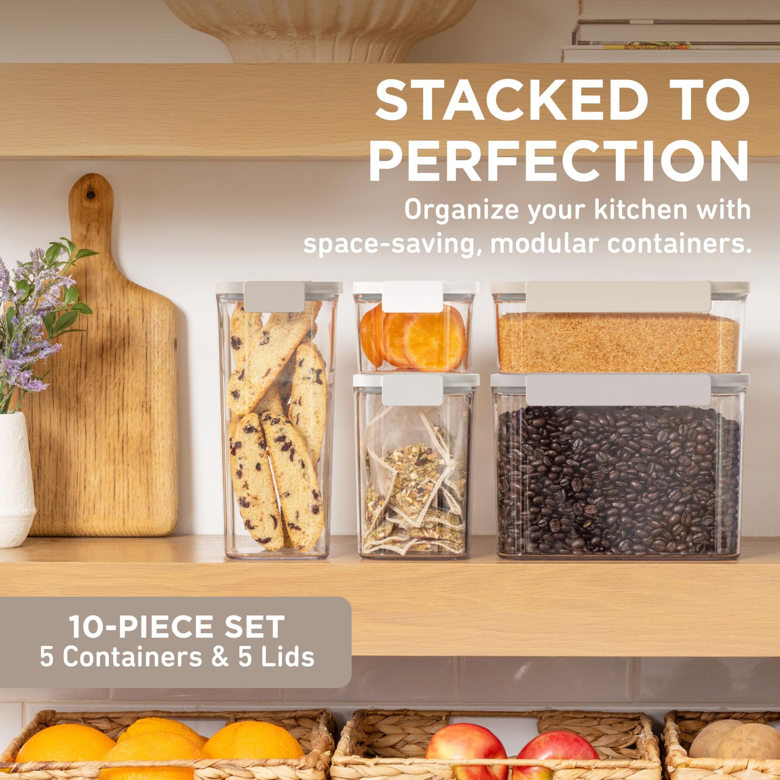 Pantry – 10-Piece Airtight Food Storage Containers, Clear, Stackable Kitchen …