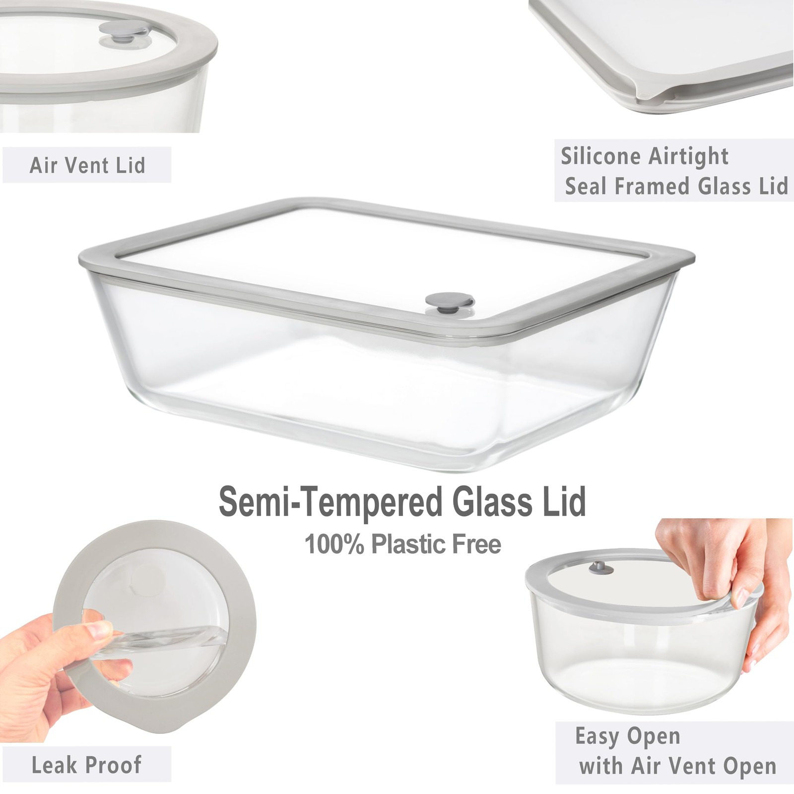 Glass Food Containers with Glass Lid, Microwave Safe Food Storage Container S…