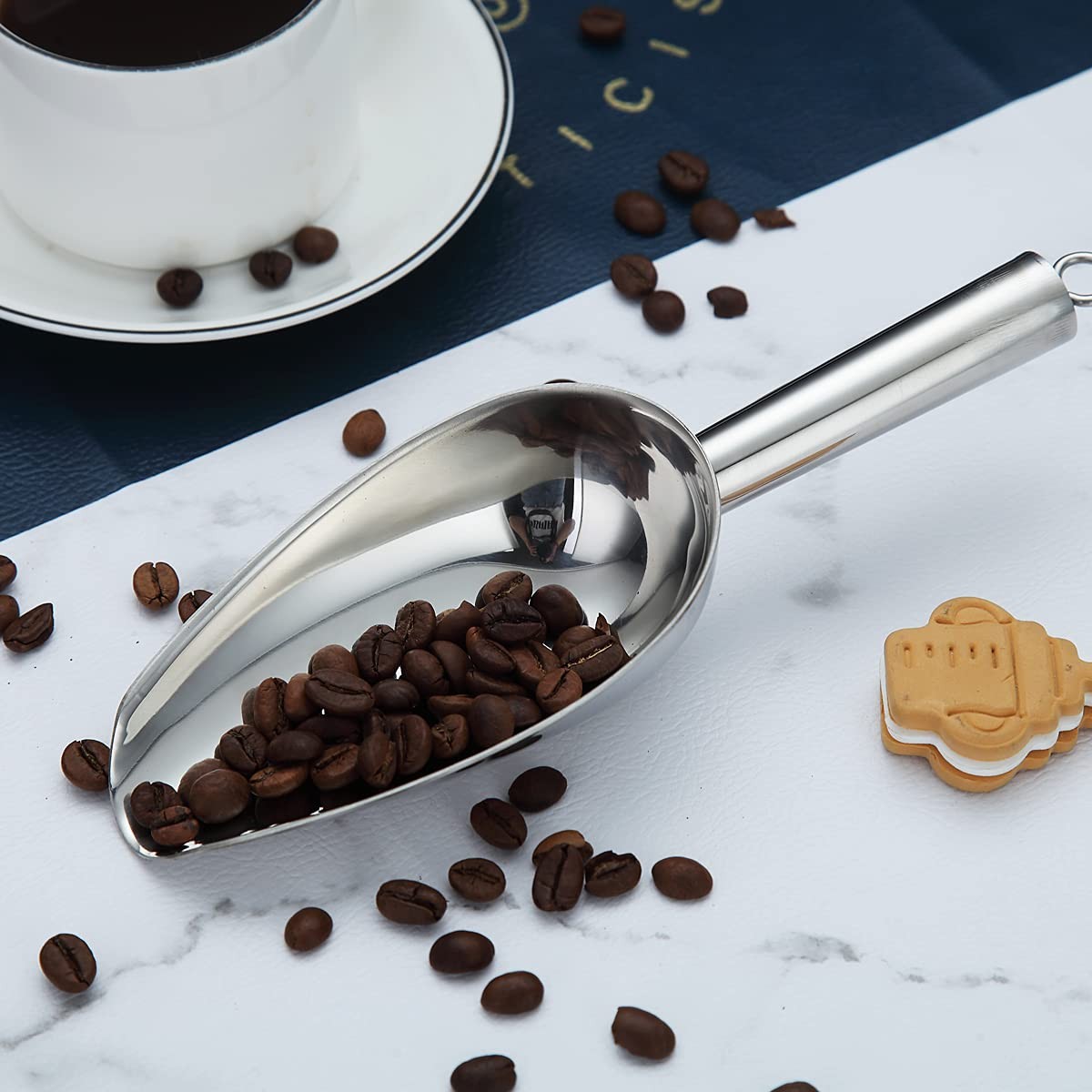 Stainless Steel Ice Scoop 6 OZ, Metal Ice Scooper For Ice Maker, Multipurpose…