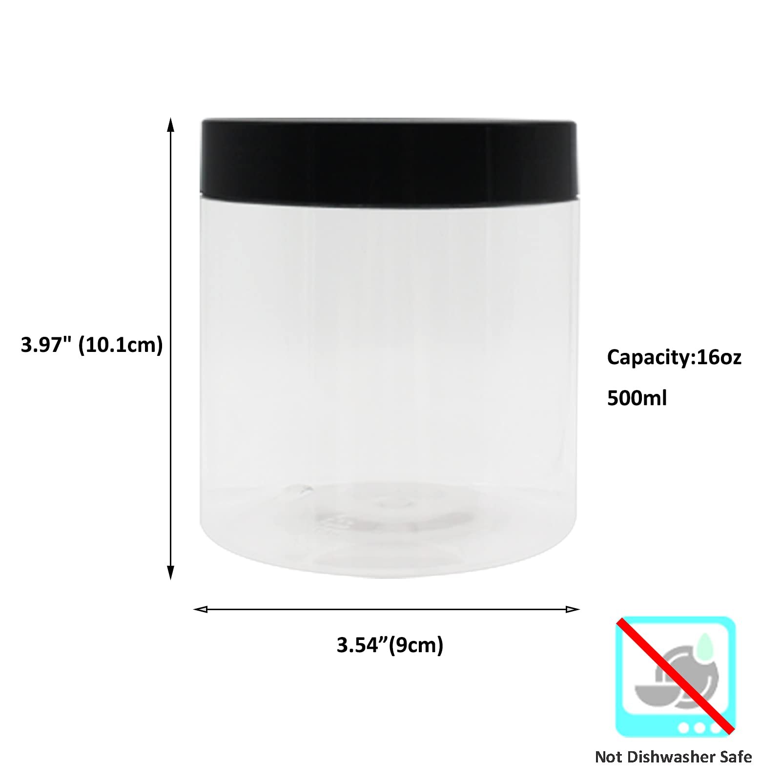 21 Pack 16 oz Plastic Jars With Lids, Extra Labels, 1 Pen, Clear PET Seal Jar fo