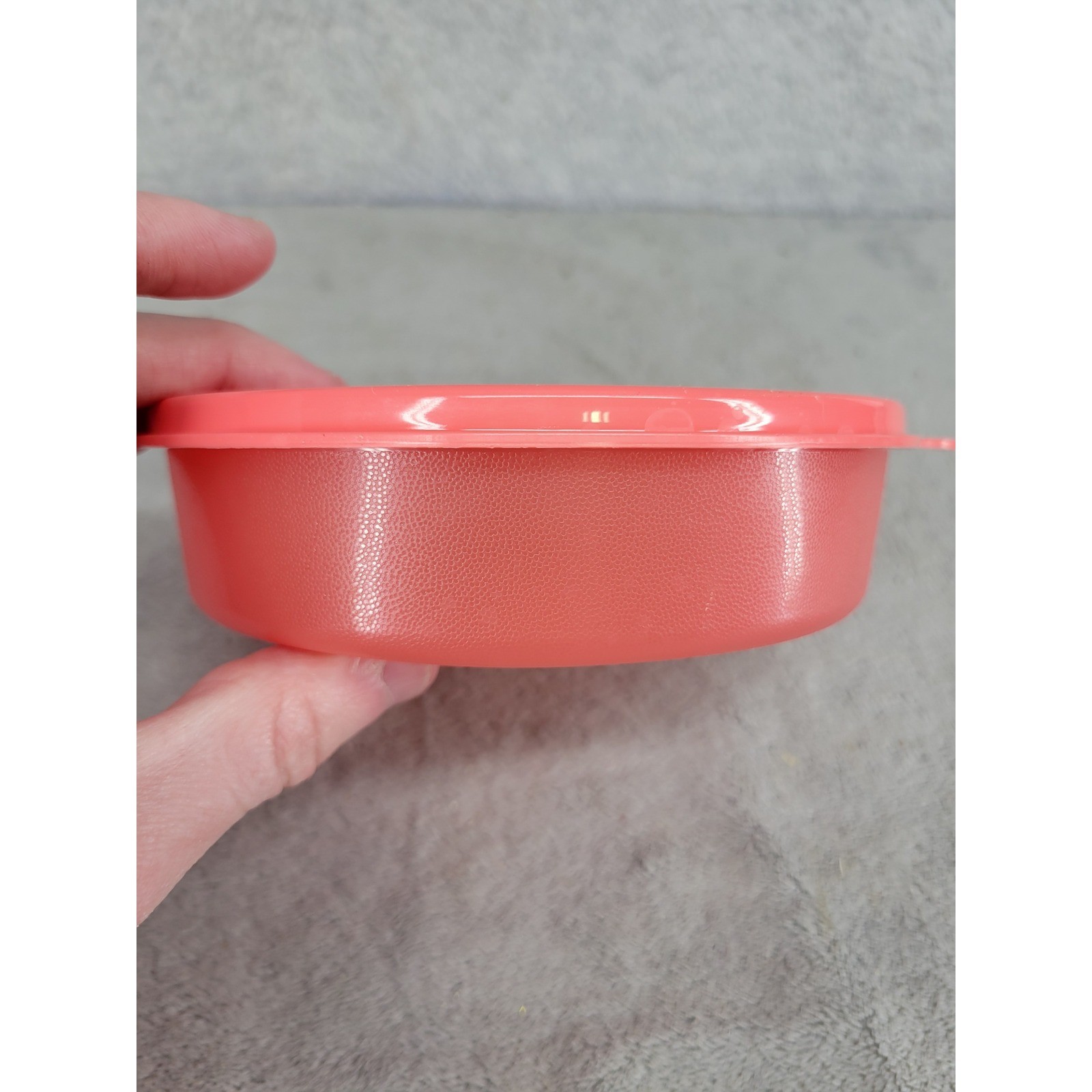 Tupperware Round Storage Bowl with Lid 1551-3A Coral Pink 6 Inch Vintage Style