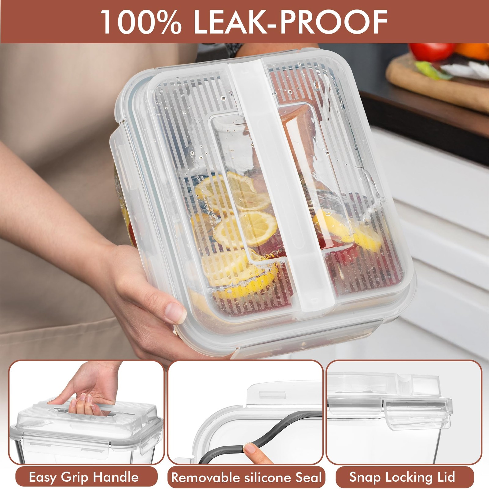 17 Cups / 132 Oz / 3900ml Large Glass Food Storage Containers with Lids – Lea…