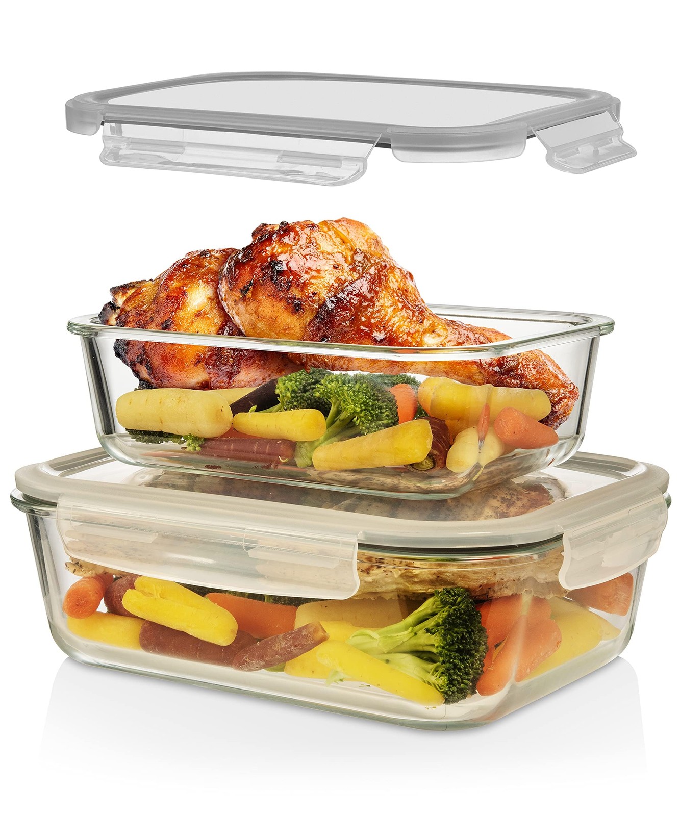 4 Pc (2700ML/ 91 Oz & 1520ML/ 51 Oz) Airtight Large Glass Food Storage Contai…