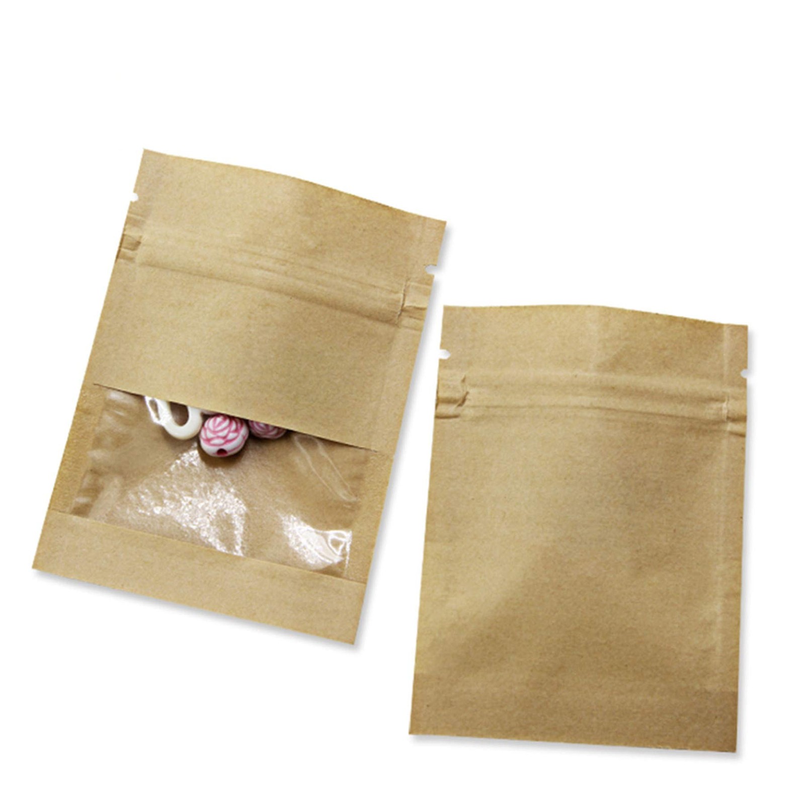 100 Pack inner Size 2.36×2.36inch Clear Window Airtight Seed Packets Brown Kra