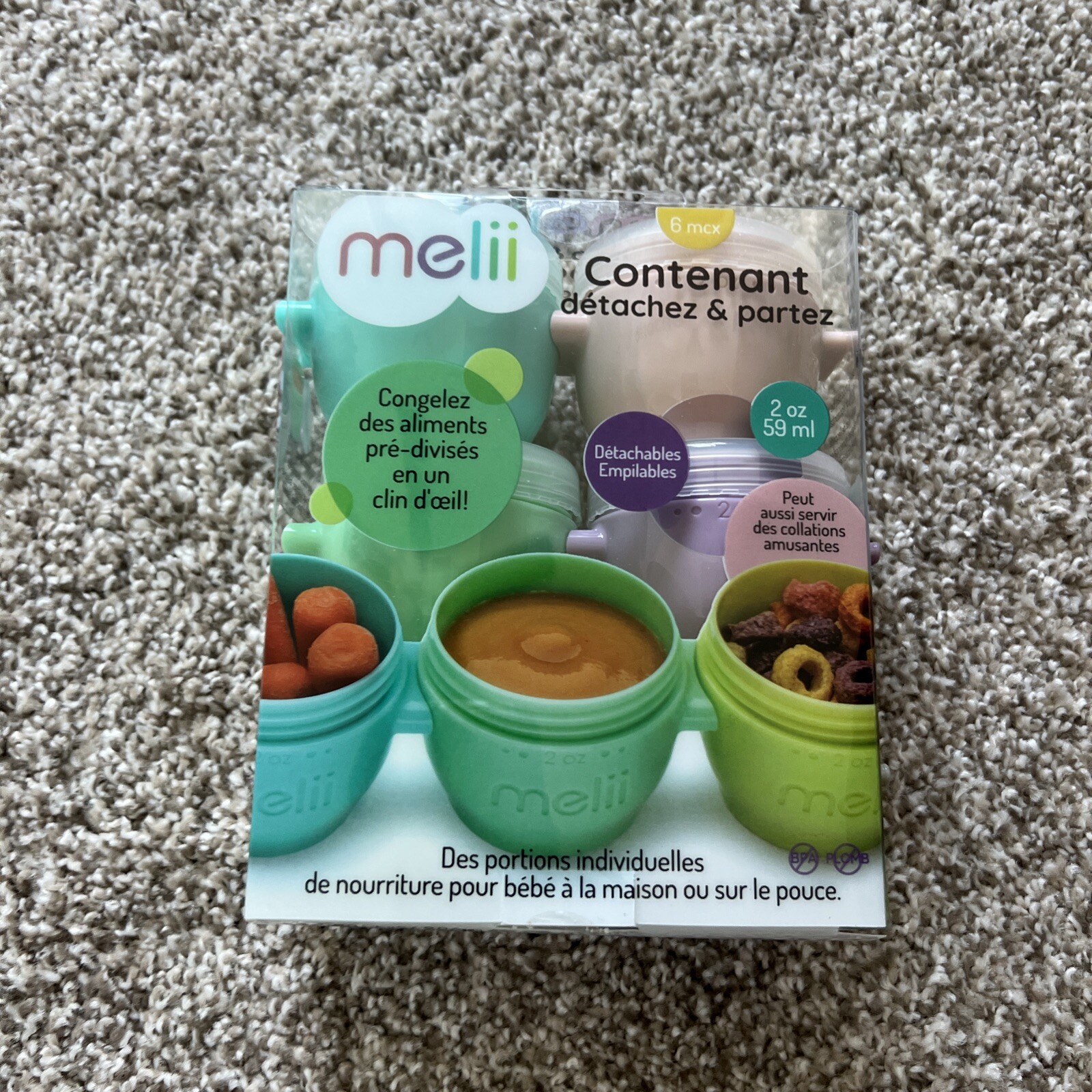 Melii Snap & Go Baby Food Freezer Storage Containers & Snack Containers-Set of 6