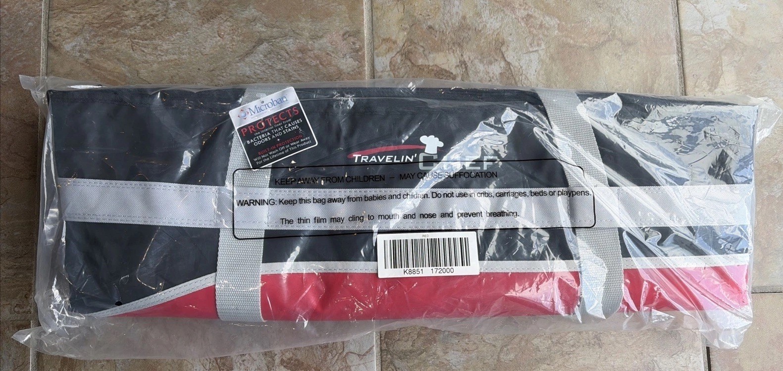 Travelin’ Chef Red & Black Thermal Dual Compartment Hot/Cold Food Tote Bag 1250F