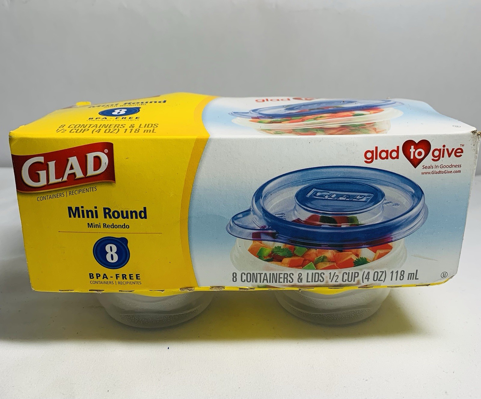 8 MiNi ROUNDS 1/2 cup = 4 oz STORAGE CONTAINERS Clear Plastic BOWLS GLAD