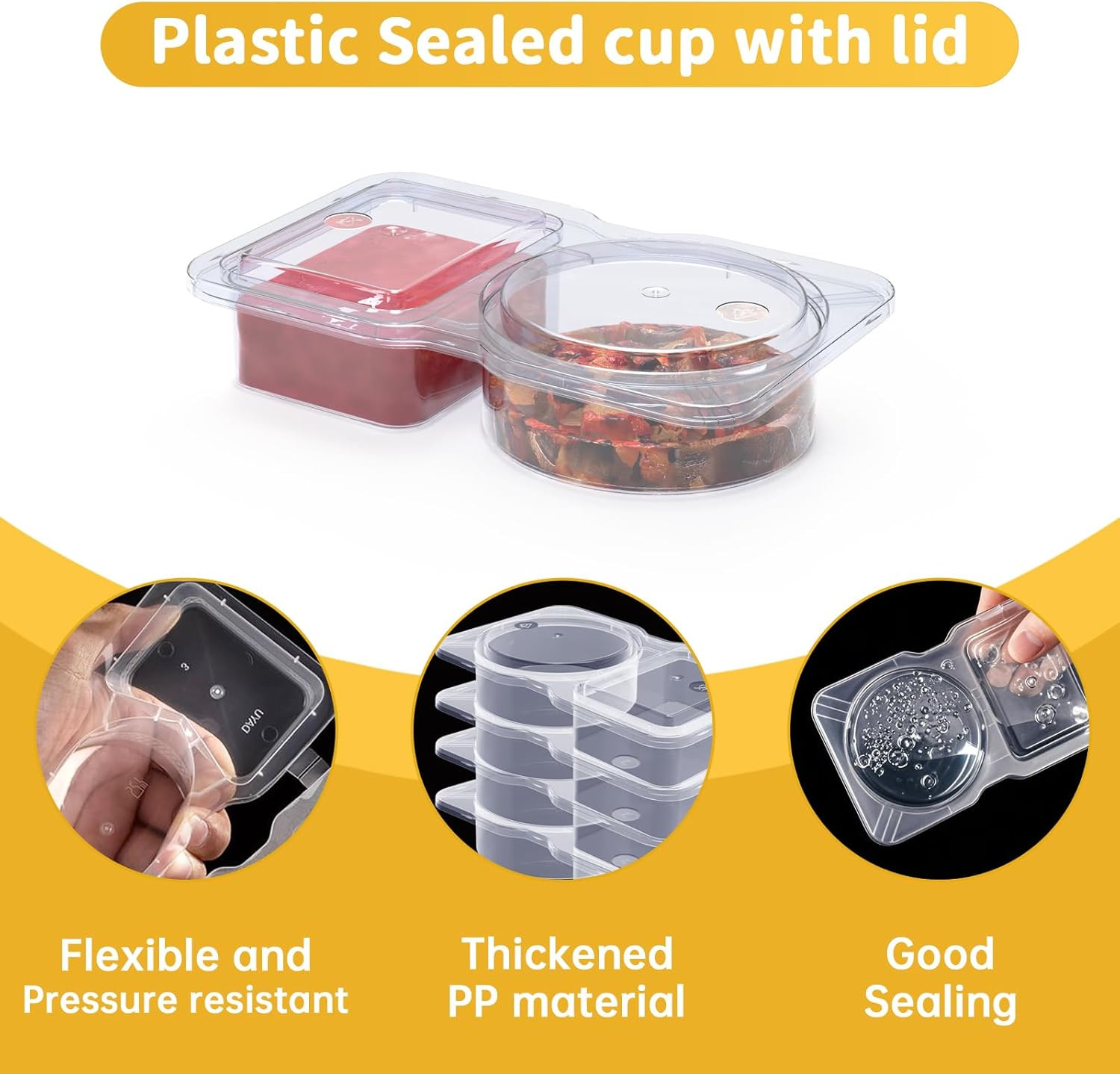 20 Pack Reusable Snack Containers with Lids, Double Compartment Snack Containers
