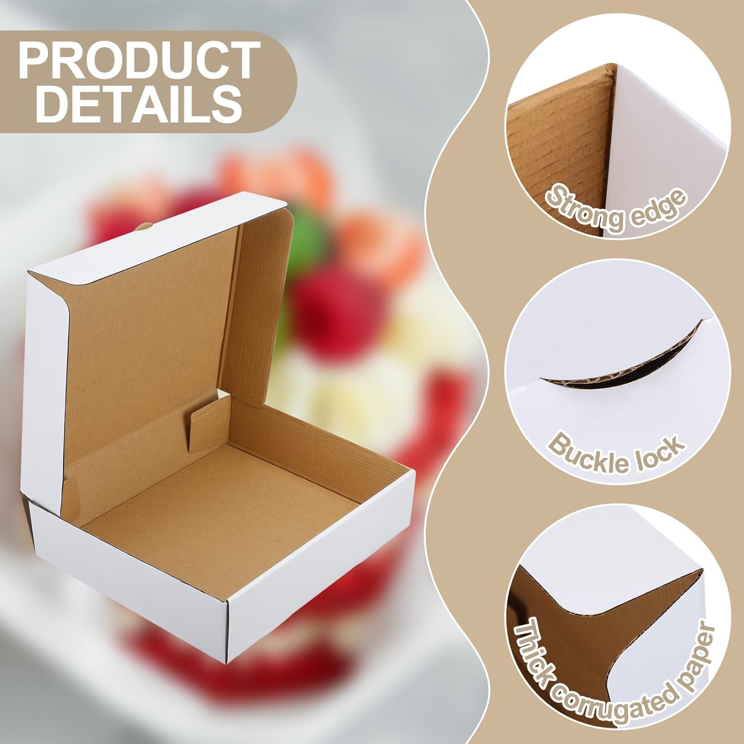 Watersay 25 Pack Half Pan Corrugated Catering Box 13” X 10-7/8” X 3” White Se