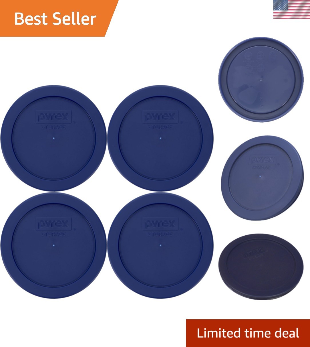 2-Cup Blue Food Storage Replacement Lids – 4-Pack, Snap Closure, Made in USA