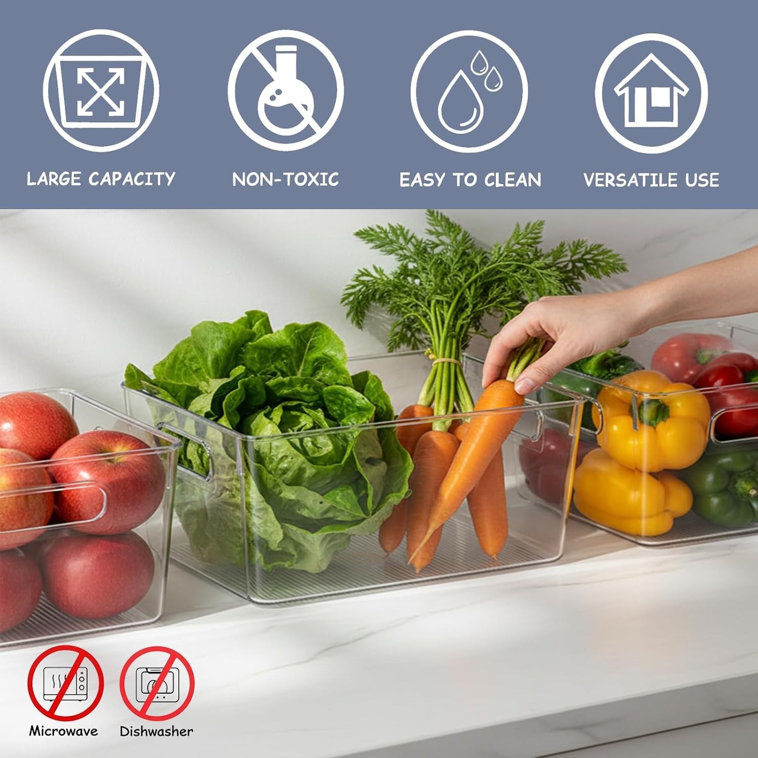 Clear Plastic Storage Bins – Pantry Organizers & Storage Containers for Kitch…