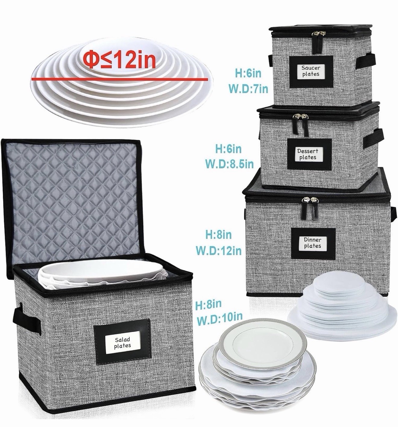5 PACK China Storage Containers-Quilted Mug Storage and Moving Boxes for Dishes