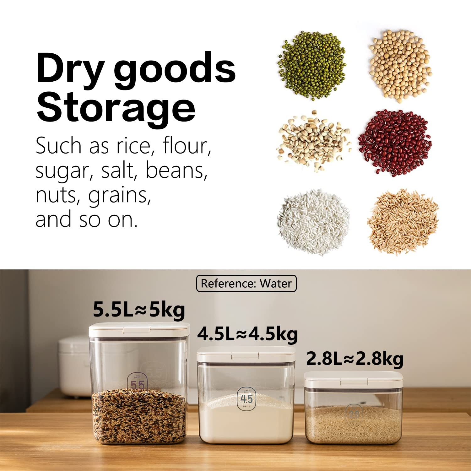 5.5L Large Flour Dispenser Container Airtight Kitchen Essential for Freshness