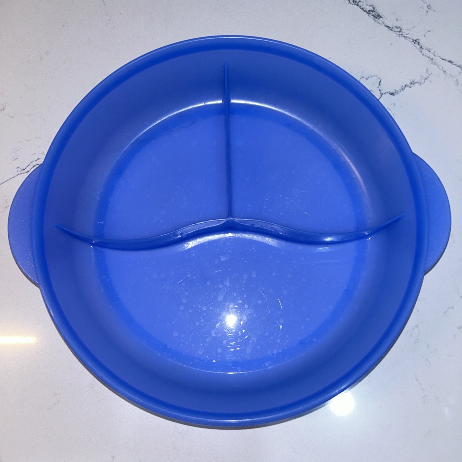 Tupperware Crystal Wave Divided Microwavable Covered Dish Blue 3284C Vented 10”