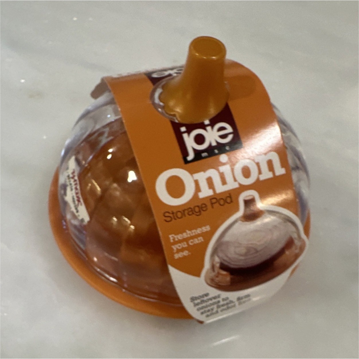 Joie Onion Storage Pod Orange Clear BPA-Free Plastic Twist Lid Dishwasher Safe