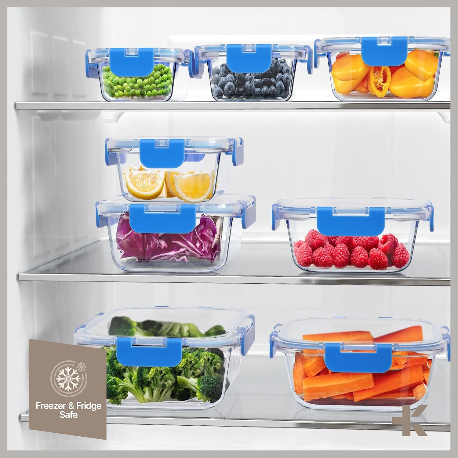 Bakken Borosilicate Glass Food Storage Containers with Lids 16 Pieces, Bpa-Free